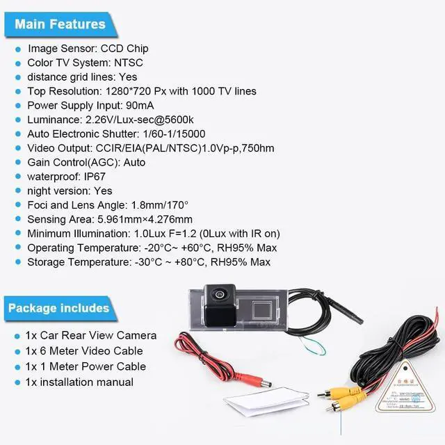 Alt view image 4 of 4 - Car Rear View Reversing Backup Camera Replacement for BMW X5 E53 3.0d 3.0i 4.4i 4.6is 4.8is/BMW X3 E83 LCI 2.0d 3.0d 2003-2010/BMW 5er E39 Wagon 520i 535i 5251 525iT 1996-2003