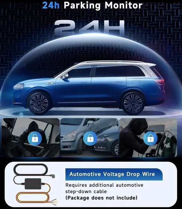 Alt view image 4 of 5 - Orderich 4 Channel 360 Dash Cam Front and Rear Inside Left Right, 3.16 Inch FHD 1080P IPS Dashcam Supports Night Vision, Loop Recording, 24/7 Recording Parking Mode Monitor, Reverse View