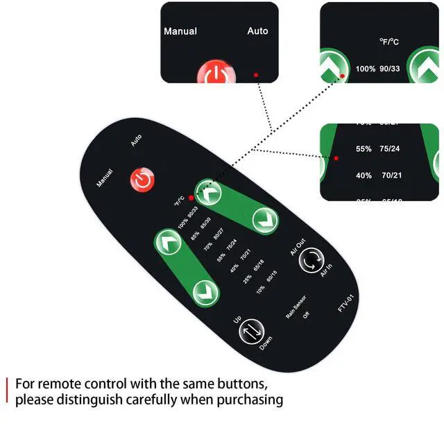 Alt view image 3 of 5 - RYQIF Replacement Remote Control fits Dometic Fan-Tastic Roof Vent Fans 7350 6350 807351 807350 FV9068-09 FV807350 9068-09 9108873655 FV9068-81 9068-81