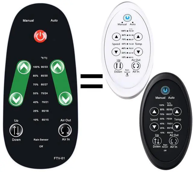 Main image of RYQIF Replacement Remote Control fits Dometic Fan-Tastic Roof Vent Fans 7350 6350 807351 807350 FV9068-09 FV807350 9068-09 9108873655 FV9068-81 9068-81