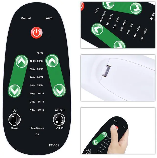 Alt view image 2 of 5 - RYQIF Replacement Remote Control fits Dometic Fan-Tastic Roof Vent Fans 7350 6350 807351 807350 FV9068-09 FV807350 9068-09 9108873655 FV9068-81 9068-81