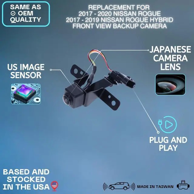 Alt view image 2 of 5 - Front View Backup Camera Replaces for 2017-2020 Nissan Rogue ^^ 2017-2019 Nissan Rogue Hybrid OE Part # 284F16FL1A, 284F16FL0A, 284F1-6FL1A, 284F1-6FL0A