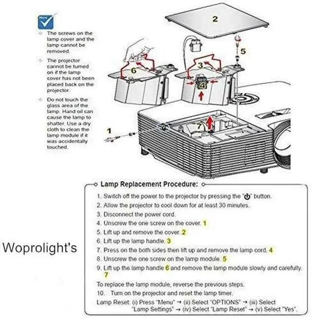 Alt view image 5 of 5 - Woprolight Optoma HD26 HD141X Projector Replacement Lamp Bulb for Optoma HD26 HD141X GT1080 W316 X316 S316 H182X GT1080