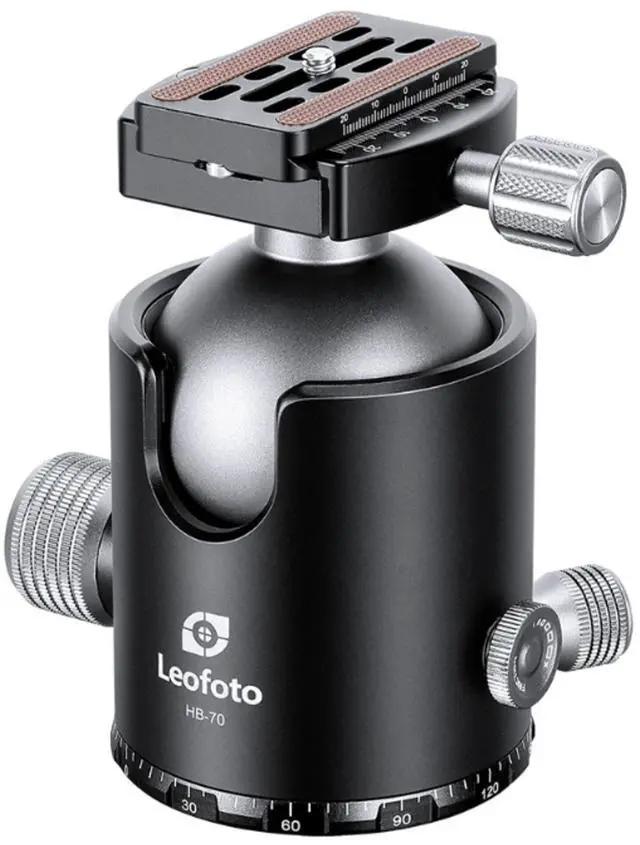 Main image of Leofoto HB-70 Heavy Duty Ball Head, 70mm Diameter Ball, Firction Control, 3/8" Mounting Thread, Arca Compatible