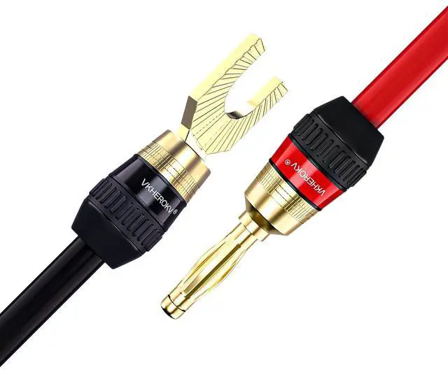 Alt view image 4 of 5 - KK Cable YM-2C 10 GaugeAWG 1pair Set Speaker Wire 24k Gold Plated Copper connectors, 5N OFC((99.999% Oxygen Free Copper Wire) with Magnetic Field Ring. YM-2C (1.5M(4.9ft), by)