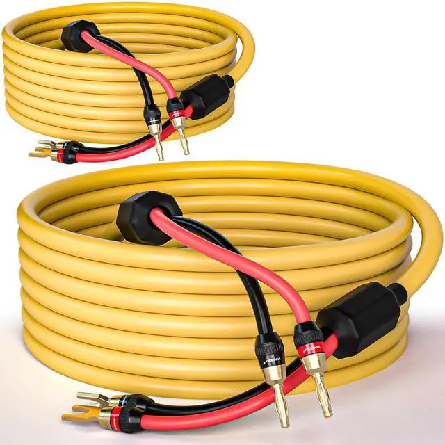 Alt view image 2 of 5 - KK Cable YM-2C 10 GaugeAWG 1pair Set Speaker Wire 24k Gold Plated Copper connectors, 5N OFC((99.999% Oxygen Free Copper Wire) with Magnetic Field Ring. YM-2C (1.5M(4.9ft), by)