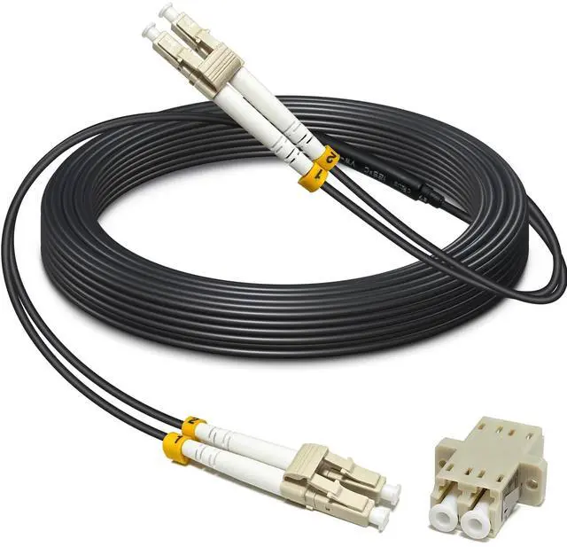 Main image of YUTIANHOME 15m (50ft) LC to LC Duplex OM3 Outdoor Armored Fiber Optic Patch Cable, 40Gb 10Gb, 50/125um Multimode Optical Fiber Cable, Low Friction LSZH Black