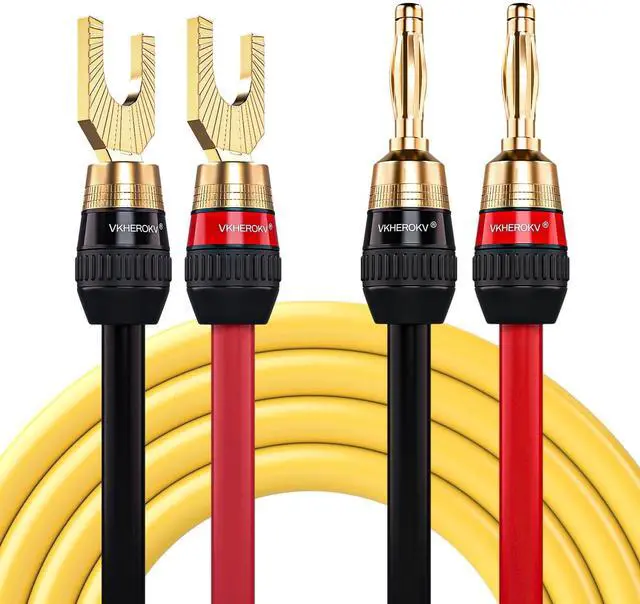 Main image of KK Cable YM-2C 10 GaugeAWG 1pair Set Speaker Wire 24k Gold Plated Copper connectors, 5N OFC((99.999% Oxygen Free Copper Wire) with Magnetic Field Ring. YM-2C (1.5M(4.9ft), by)