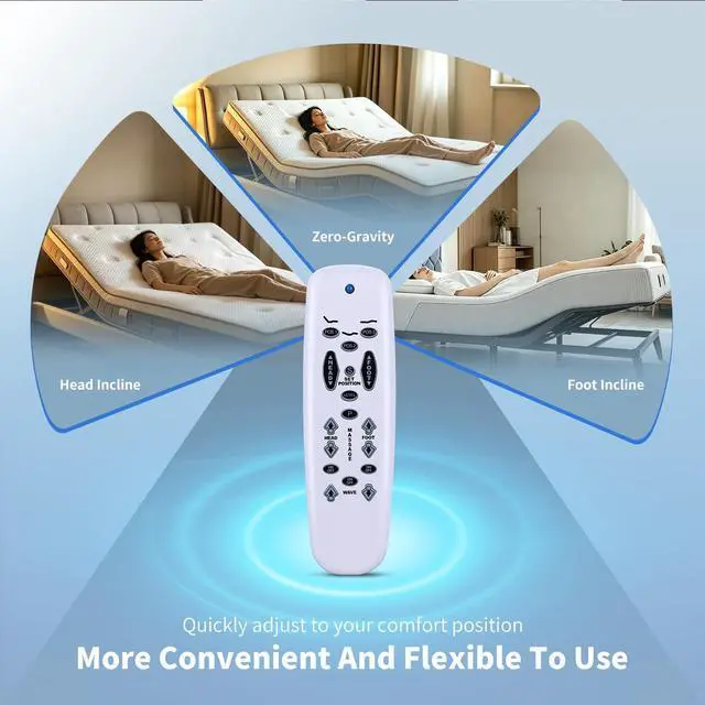 Alt view image 4 of 5 - HZIME New Replacement Remote Control Compatible for Leggett & Platt E95 C3, for Ergo Raven Tempurpedic Lifestyles S-Cape Adjustable Bed (White)