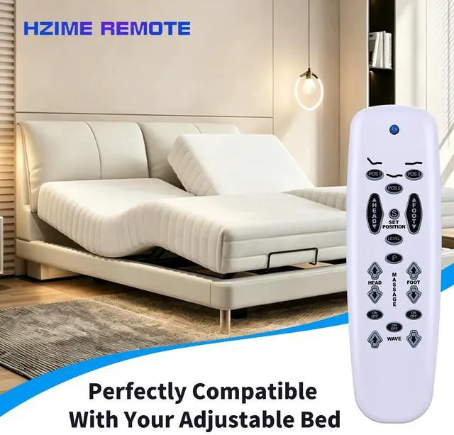 Alt view image 2 of 5 - HZIME New Replacement Remote Control Compatible for Leggett & Platt E95 C3, for Ergo Raven Tempurpedic Lifestyles S-Cape Adjustable Bed (White)