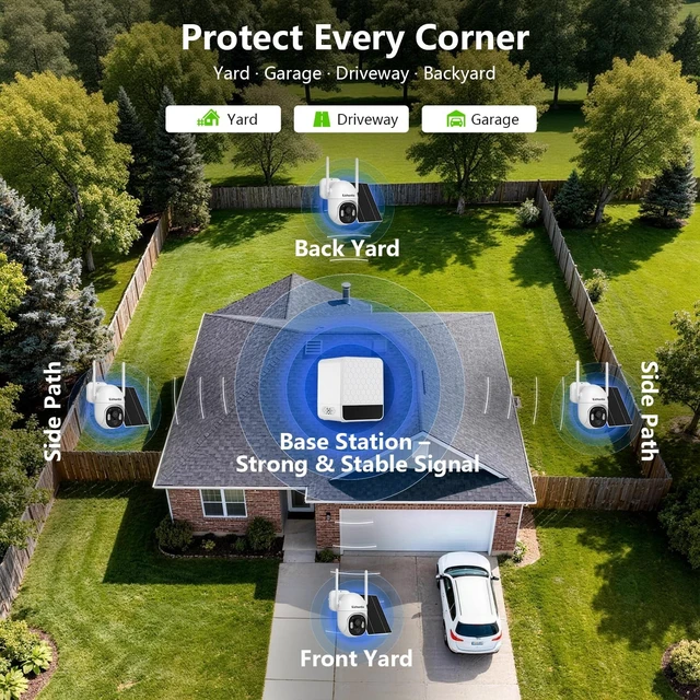 Alt view image 5 of 5 - Lizhonto 2.5K Solar Security Cameras Wireless Outdoor, 4-Camera System