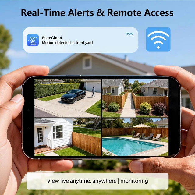 Alt view image 4 of 5 - Lizhonto 2.5K Solar Security Cameras Wireless Outdoor, 4-Camera System