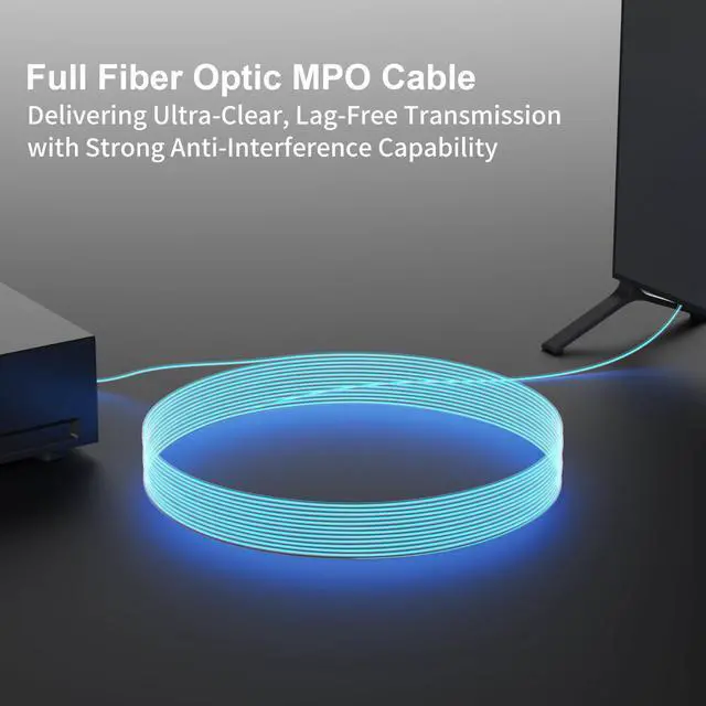 Alt view image 4 of 5 - RUIPRO MPO Female to Female Full Fiber Optic Armored Cable 330FT, OM3 Multimode, 7-Core Type-A, Designed Detachable HDMI/DP/Ethernet Interface Modules
