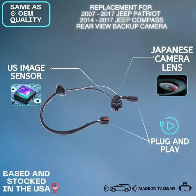 Alt view image 2 of 5 - Backup Camera Replaces for 2007-2017 Jeep Patriot ^^ 2014-2017 Jeep Compass OE Part # 68192986AD 68192986AB 68192986AC