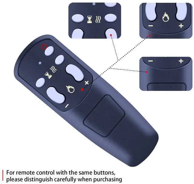 Alt view image 5 of 5 - SJUIF Replacement Remote Control Fit for Touchstone 80001 80002 80005 80008 80026 Wall Mounted Electric Fireplace Heater