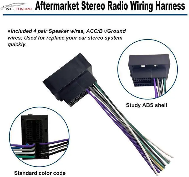 Alt view image 4 of 5 - Radio Wiring Harness for Chrysler 2015-2020 Dodge 2013-2016 Jeep 2014-2020 Ram 2013-2019, 52Pin Aftermarket Car Stereo Wiring Harness Install Kit with Antenna Adapter for Pacifica Dart Grand Cherokee
