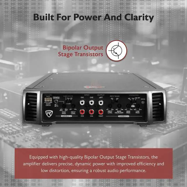 Alt view image 5 of 5 - Rockville RXA-F2 2400W 4-Channel Car Amplifier, Dyno-Certified RMS, MOSFET Power Supply, ELNA Capacitors, Class A/B, Perfect for Car Audio and Subs