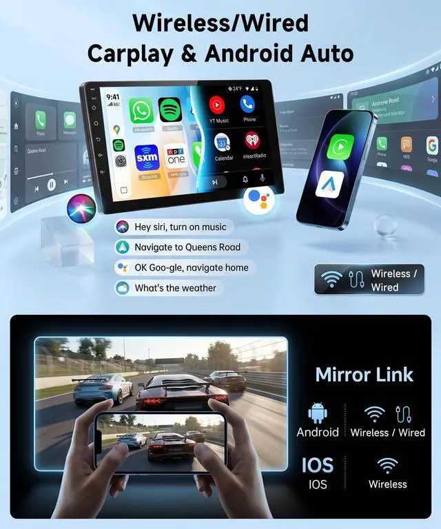 Alt view image 4 of 5 - Rimoody Car Stereo for Toyota Camry 2000-2006 with Wireless Carplay & Android auto 9 Inch Touchscreen GPS Car Radio Bluetooth FM DSP Mirror Link Backup Camera