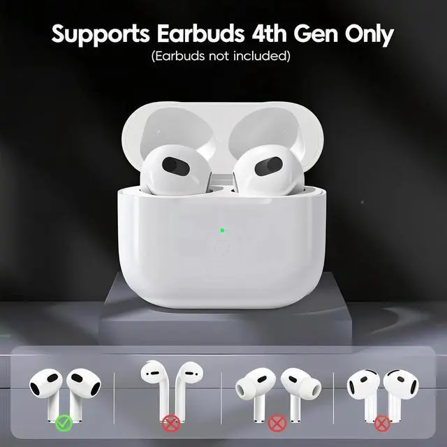 Alt view image 2 of 5 - Wireless Charging Case Replacement Compatible for AirPods 4th Generation,Air Pod 4 Charger Case with Type-C,Blue-Tooth Pairing Sync Button,600 Mah Built-in Battery