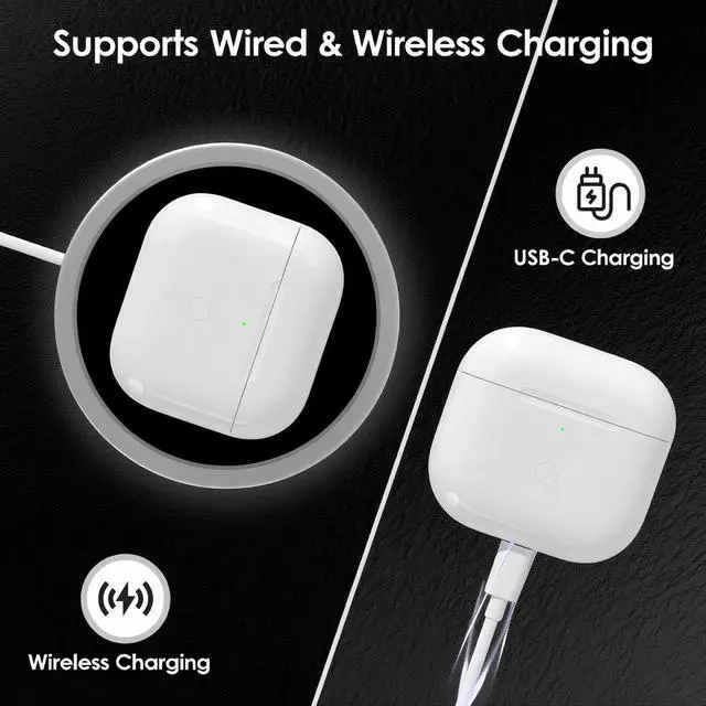 Alt view image 3 of 5 - Wireless Charging Case Replacement Compatible for AirPods 4th Generation,Air Pod 4 Charger Case with Type-C,Blue-Tooth Pairing Sync Button,600 Mah Built-in Battery