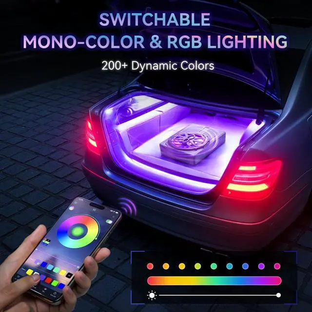 Alt view image 3 of 5 - Andeman 1000W Smart Car Subwoofer with Remote & APP Dual Control - 10" Slim Under Seat Powered Bass, 16M RGB Color Lights, Built-in Amp & Hi/Lo Input for Car/Truck/SUV/Jeep/MPV