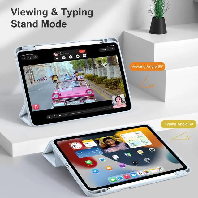 Alt view image 5 of 5 - Batianda Hybrid Case for iPad Pro 13-inch 2024 M4 Chip [Built-in Apple Pencil Slot] Stylish Design Premium Cover with Clear Back Shell TPU Bumper Auto Wake/Sleep, Blue