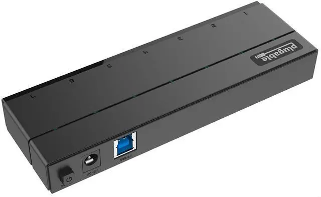 Alt view image 3 of 5 - Plugable 7-Port USB 3.0 Hub with 36W Power Adapter - Driverless - Effortlessly Connect Devices and Transfer Data at High Speeds