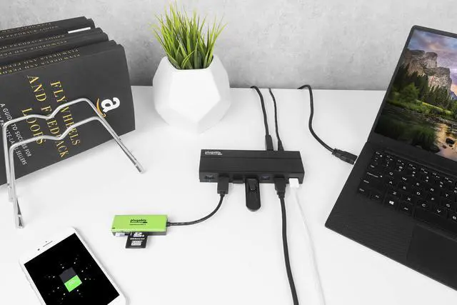 Alt view image 2 of 5 - Plugable 7-Port USB 3.0 Hub with 36W Power Adapter - Driverless - Effortlessly Connect Devices and Transfer Data at High Speeds