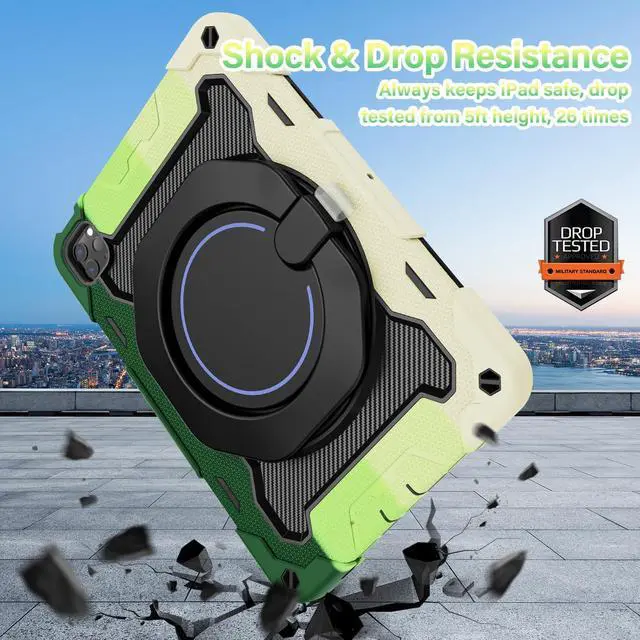 Alt view image 5 of 5 - ROISKIN for iPad Air 5th 4th Generation Case (2022 2020) 10.9 inch & iPad Pro 11 Case 4th/3rd/2nd/1st Gen[Screen Protector,15ft Drop Protection] with 360 Stand Hand Strap for Kids Women Man