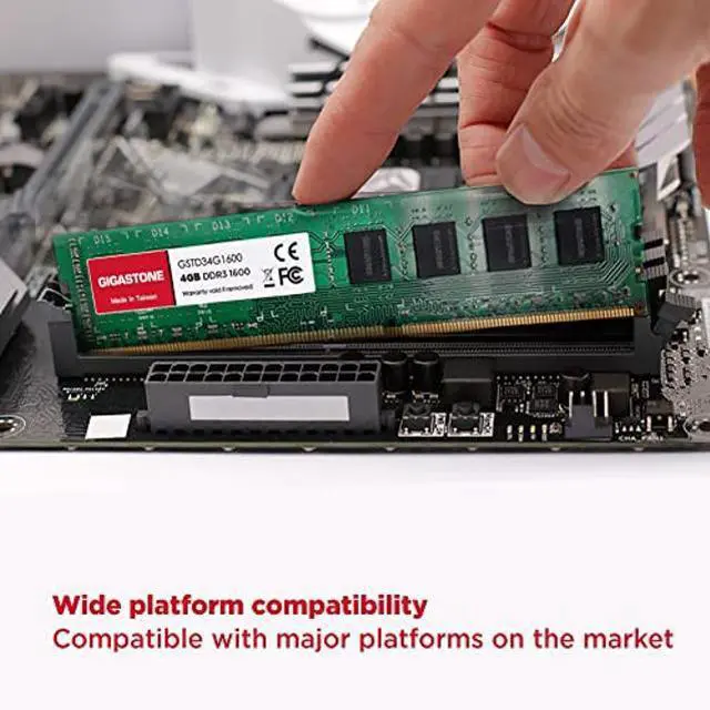 Alt view image 4 of 5 - [(DDR3 RAM)]  GIGASTONE 16GB Kit (4x4GB) DDR3/DDR3L 1600MHz (1333MHz) PC3-12800 (PC3-10600) CL11 1.35V/1.5V 2Rx8 UDIMM 240 Pin Unbuffered Non ECC High Performance PC Desktop Memory Upgrade