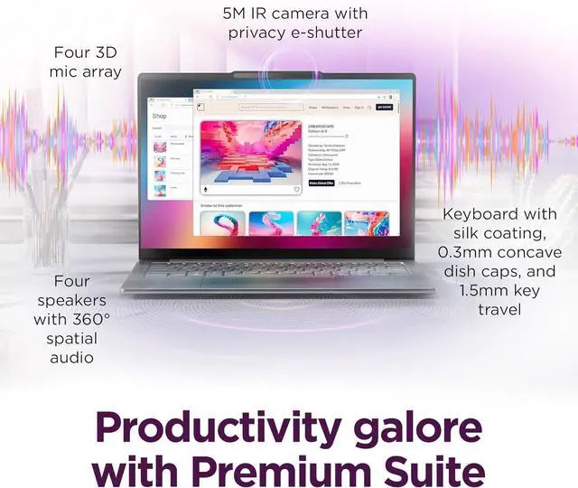 Alt view image 5 of 7 - Lenovo Yoga Slim 7i Aura Edition 14 OLED Touch Ultra 5 226V 16GB 1TB Win11P