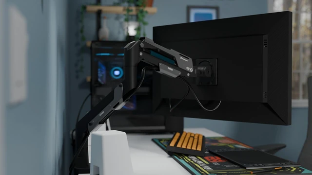 Alt view image 3 of 7 - MAINGEAR - ARM-1 Heavy-Duty Single Monitor Arm for 24-57-Inch Displays - 66 lb Capacity - Pneumatic Full Motion
