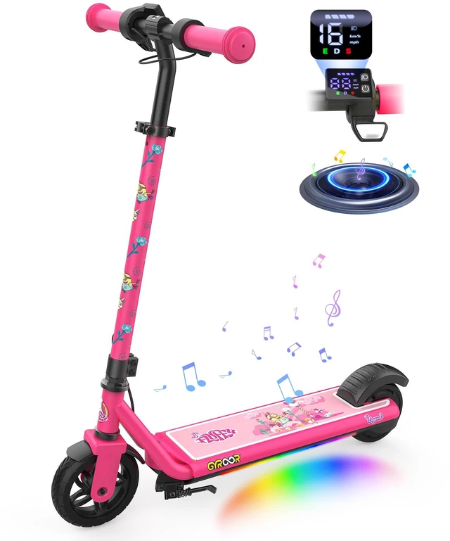 Main image of GYROOR H30MAX Kids Electric Scooter, UL2272 Certified, Adjustable Height & Speed, Color LED Lights & Bluetooth Speaker, Officially Licensed Minions Bob Graphic for Kid Beginners