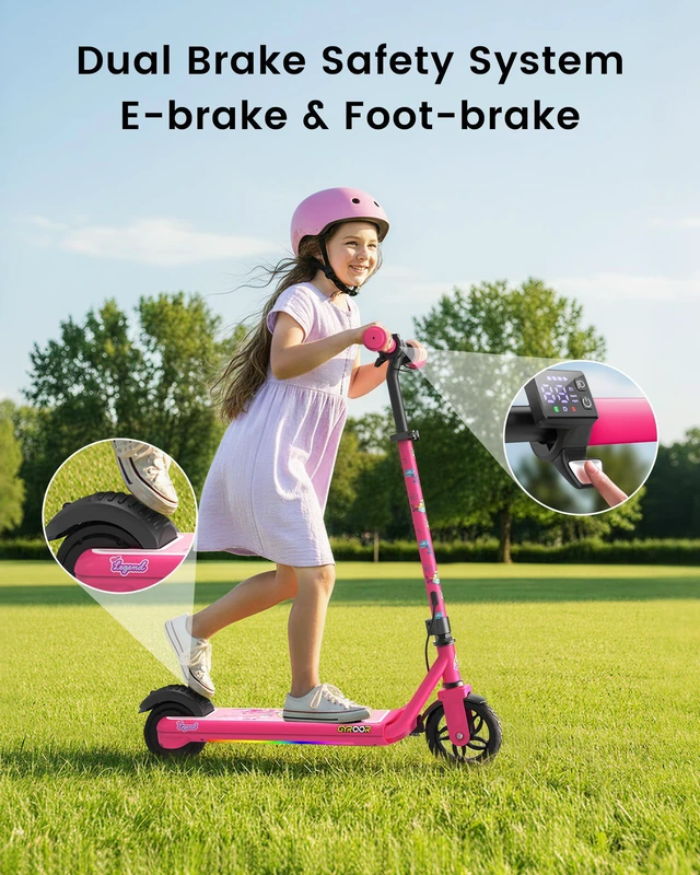 Alt view image 4 of 7 - GYROOR H30MAX Kids Electric Scooter, UL2272 Certified, Adjustable Height & Speed, Color LED Lights & Bluetooth Speaker, Officially Licensed Minions Bob Graphic for Kid Beginners