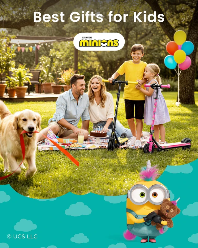 Alt view image 7 of 7 - GYROOR H30MAX Kids Electric Scooter, UL2272 Certified, Adjustable Height & Speed, Color LED Lights & Bluetooth Speaker, Officially Licensed Minions Bob Graphic for Kid Beginners