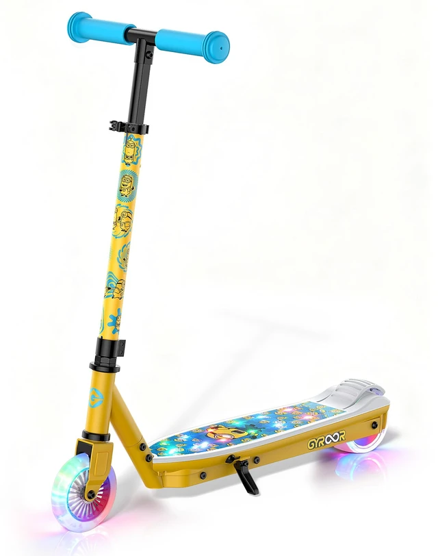 Main image of GYROOR KS2 Kids Electric Scooter, UL2272 Certified, Adjustable Handlebar & LED Lights, Officially Licensed Minions Graphic for Ages 3-6