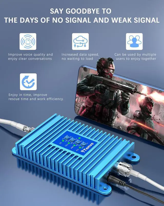 Alt view image 2 of 6 - Tonve Cell Phone Signal Booster for Home and Office, 5,000 sq ft, Boost 5G 4G LTE Data for Verizon AT&T and All U.S. Carriers, FCC Approve
