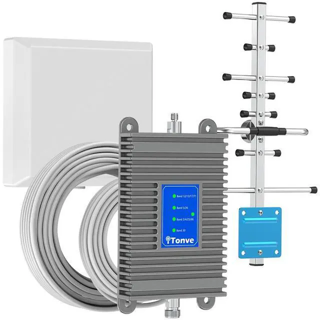 Main image of Tonve Cellular signal booster for home and office up to 5,000 sq ft Enhanced 5G 4G LTE Compatible with all US carriers including Verizon AT&T T-Mobile FCC certified