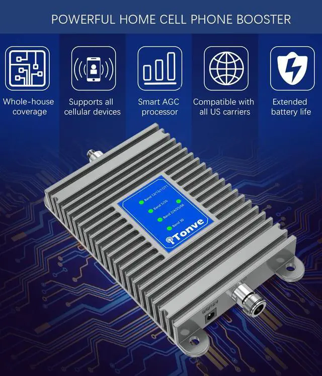 Alt view image 2 of 7 - Tonve Cellular signal booster for home and office up to 5,000 sq ft Enhanced 5G 4G LTE Compatible with all US carriers including Verizon AT&T T-Mobile FCC certified