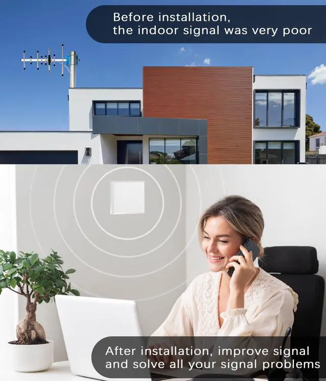 Alt view image 3 of 7 - Tonve Cellular signal booster for home and office up to 5,000 sq ft Enhanced 5G 4G LTE Compatible with all US carriers including Verizon AT&T T-Mobile FCC certified