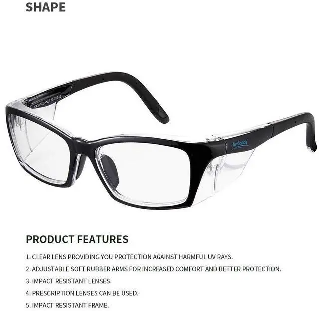 Alt view image 3 of 7 - Mysandy Anti-Fog Safety Glasses with Rx Insert Compatibility - ANSI Z87.1 Certified, Prescription Lens Ready (Not Over-Glasses), Adjustable Fit for Woodworking, Welding, Labs