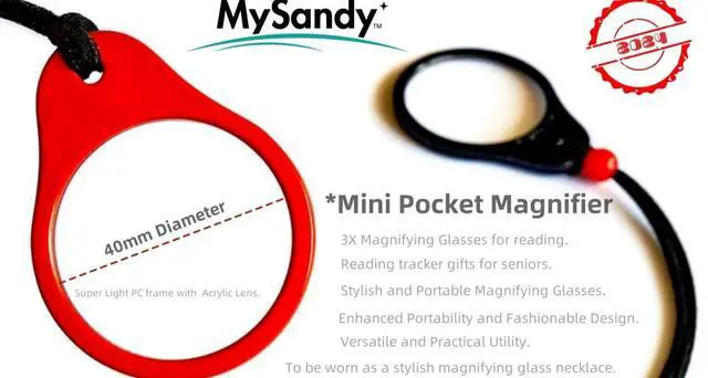 Alt view image 4 of 7 - Mysandy 3X Travel Magnifier Necklace - Waterproof Map Reader with Leather Lanyard, Compact Currency Magnifying Glass for Backpacking - Gift-Ready Explorer Kit (Yellow) (1, Clear)