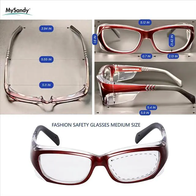 Alt view image 3 of 7 - MYSANDY ANSI Z87.1 Safety Glasses for Women - Anti Fog & Impact Resistant, Blue Light Blocking Lab Glasses with Clear Lens (Red Frame, Lightweight)
