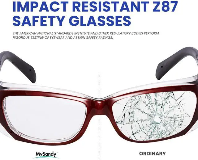 Alt view image 5 of 7 - MYSANDY ANSI Z87.1 Safety Glasses for Women - Anti Fog & Impact Resistant, Blue Light Blocking Lab Glasses with Clear Lens (Red Frame, Lightweight)