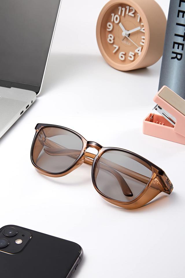 Alt view image 3 of 7 - Mysandy Genderless Safety Sunglasses with Side Shield Anti Fog Safety Sunglasses for Men Women Transparent Brown Frame with Light GreyTint Work Eyeglasses UV Protection,Protective Sunglasses brown