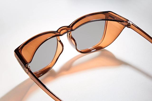 Alt view image 6 of 7 - Mysandy Genderless Safety Sunglasses with Side Shield Anti Fog Safety Sunglasses for Men Women Transparent Brown Frame with Light GreyTint Work Eyeglasses UV Protection,Protective Sunglasses brown