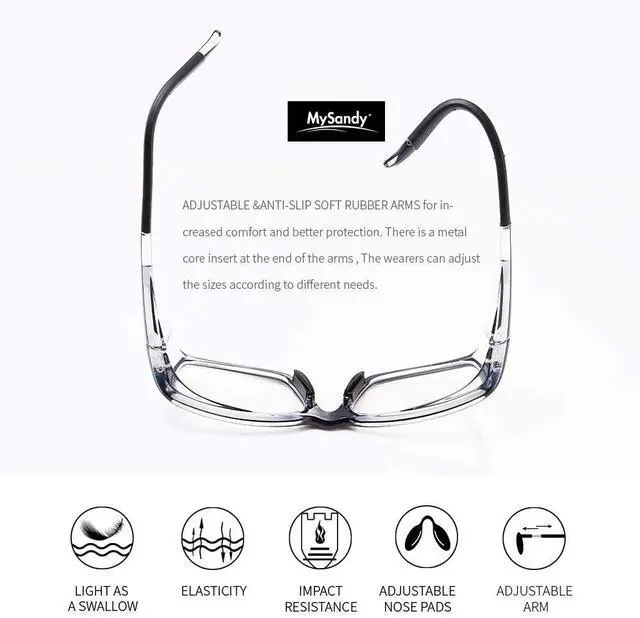 Alt view image 5 of 7 - Mysandy Anti-Fog Safety Glasses with Rx Insert Compatibility - ANSI Z87.1 Certified, Prescription Lens Ready (Not Over-Glasses), Adjustable Fit for Woodworking, Welding, Labs