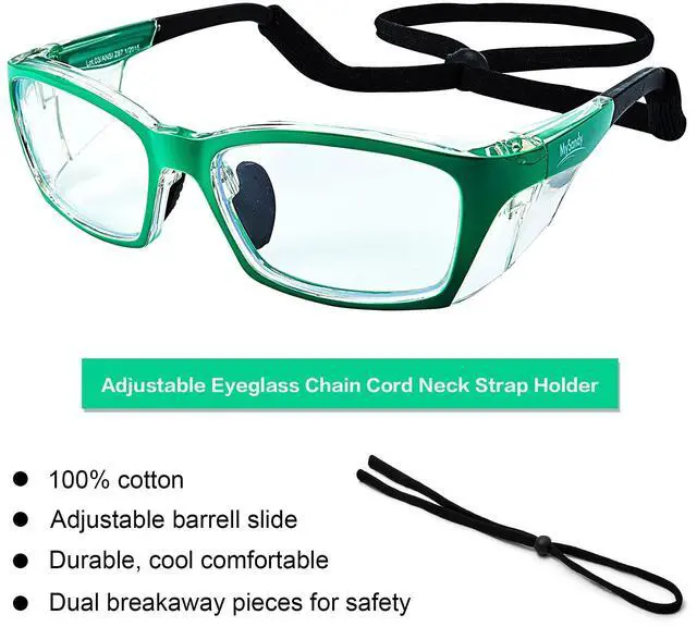 Alt view image 4 of 7 - Mysandy ANSI Z87.1 Certified Safety Glasses - Lightweight Green Protective Eyewear with Adjustable Nose Pad, Anti-Fog & Blue Light Blocking for Computer Work