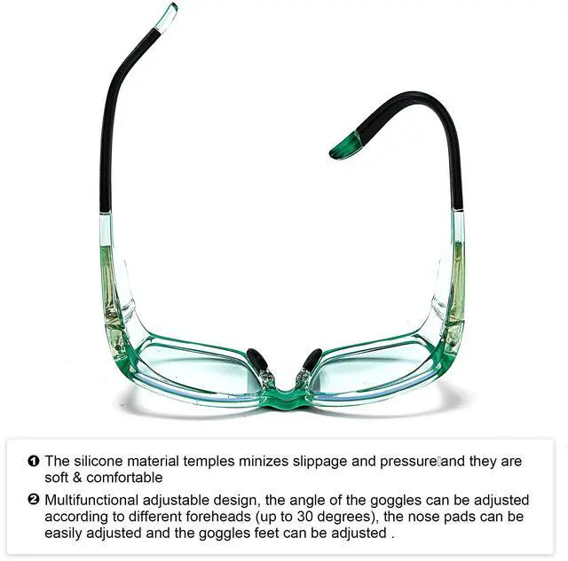 Alt view image 5 of 7 - Mysandy ANSI Z87.1 Certified Safety Glasses - Lightweight Green Protective Eyewear with Adjustable Nose Pad, Anti-Fog & Blue Light Blocking for Computer Work