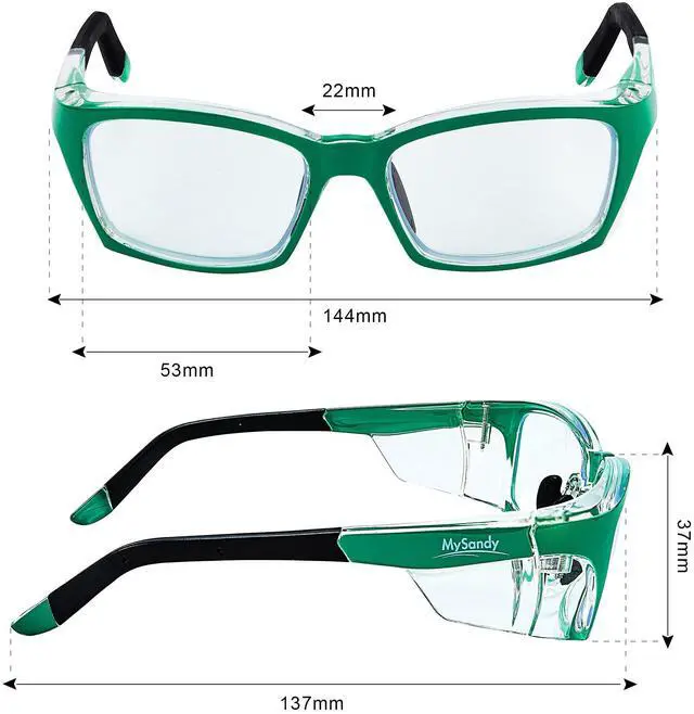Alt view image 7 of 7 - Mysandy ANSI Z87.1 Certified Safety Glasses - Lightweight Green Protective Eyewear with Adjustable Nose Pad, Anti-Fog & Blue Light Blocking for Computer Work